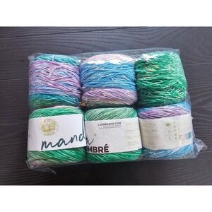 Lion Brand Mandala Ombre Yarn 6 Pack Tranquil Teal Purple Green 100% Acrylic